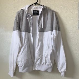 CSG. Medium. White and grey windbreaker.